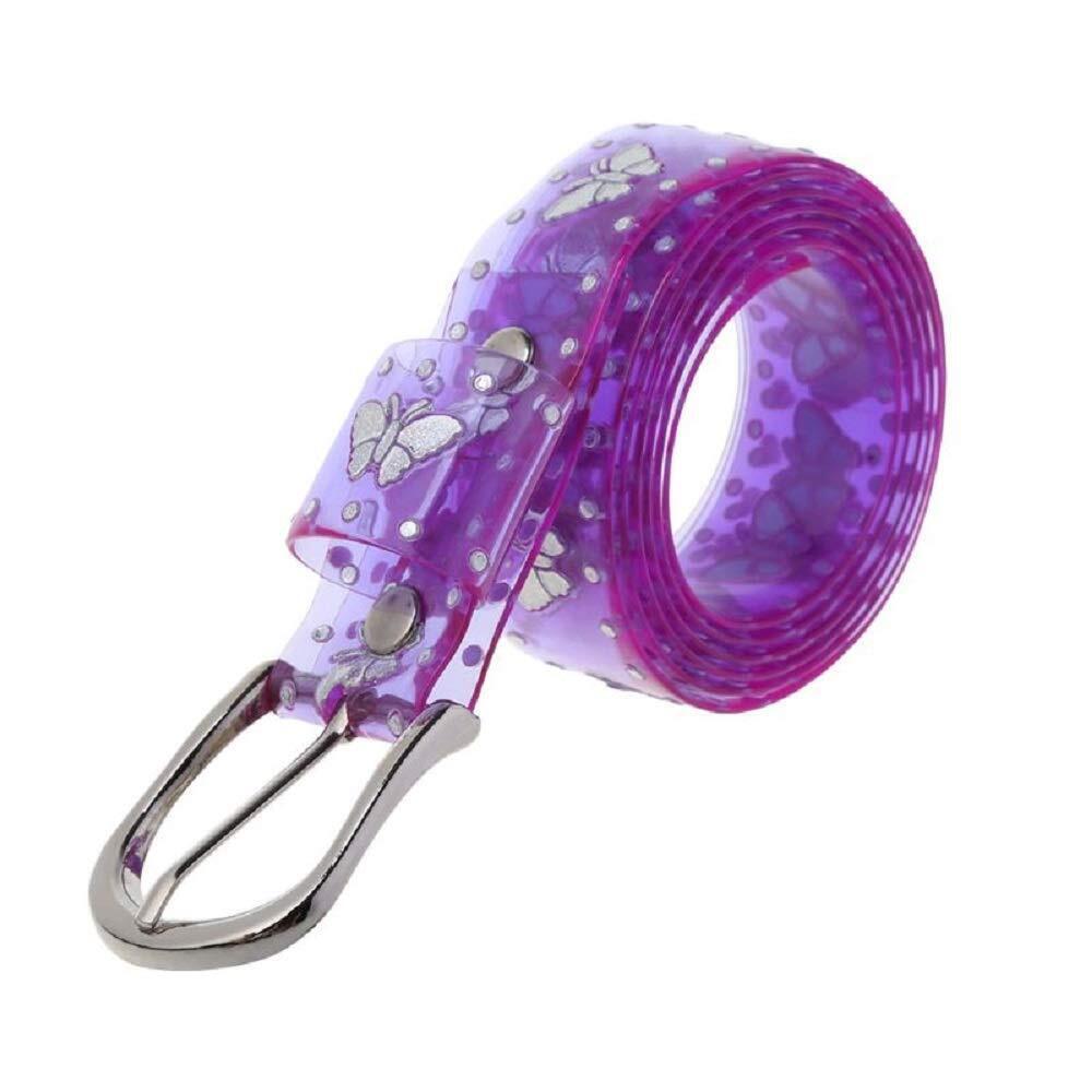 6189 Women Girls Candy Color Laser Butterfly Print Belt Transparent Jelly